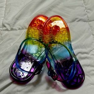 Girls rainbow multicolor jelly sandals new